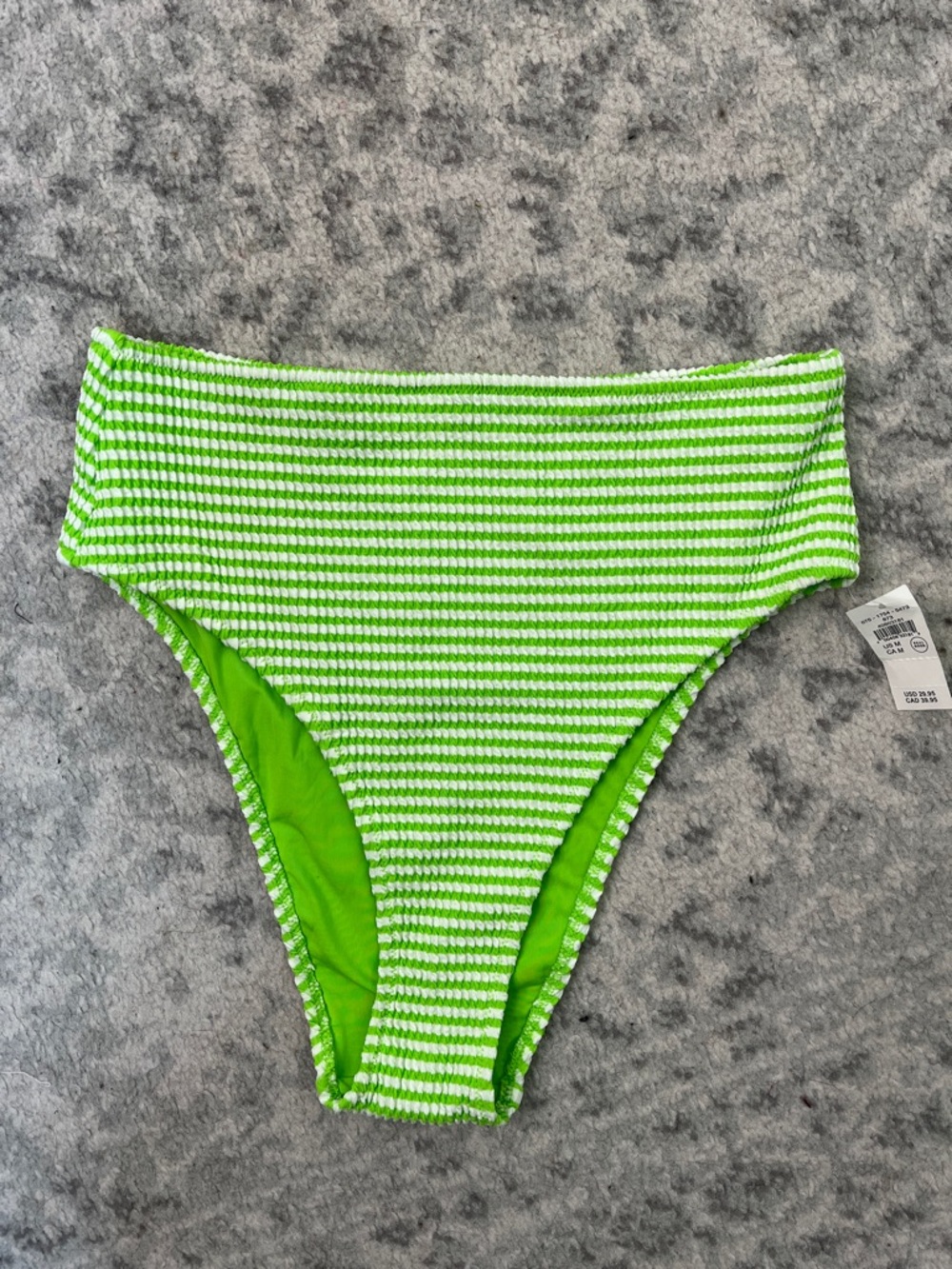 AERIE SWIM BOTTOMS BUNDLE HIGH WAISTED CORAL AND GREEN WHITE STRIPE SZ MED NWT - Picture 4 of 13